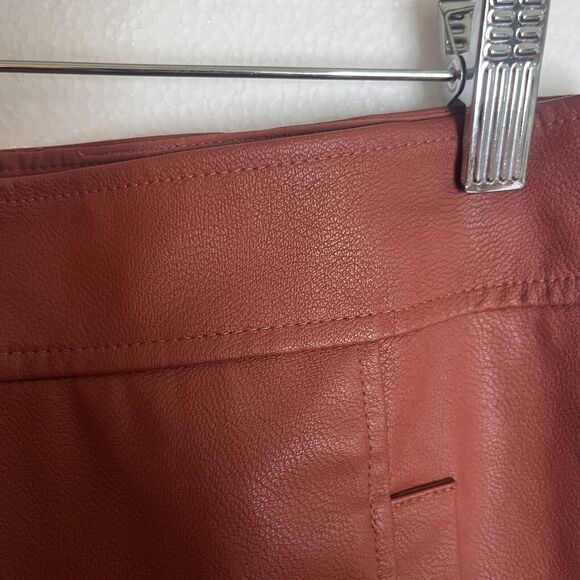 Ann Taylor Loft Brown Vegan Leather A Line Skirt Front Pockets size 6 - Picture 5 of 6